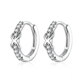 Boucles d’Oreilles Créoles Infini en argent 925 plaqué or blanc avec zircons blancs