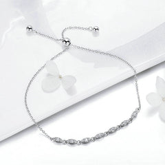 Bracelet Yeux Pétillants en argent 925 plaqué or blanc ajustable avec zircons blancs - Photo 4