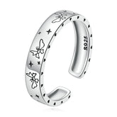 Bague Papillons en argent 925 plaqué or blanc ajustable