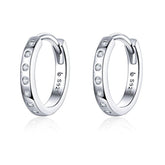 Boucles d’Oreilles Créoles Brillants en argent 925 plaqué or blanc avec zircons blancs