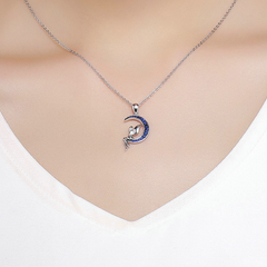 Collier Fée sur la Lune Argent - Photo 2