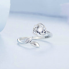 Bague Rose en argent 925 plaqué or blanc ajustable avec zircon blanc - Photo 4