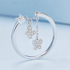 Bague Papillons en argent 925 plaqué or rose ajustable avec zircons blancs - Photo 4
