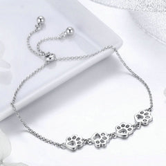 Bracelet Quatre Pattes en argent 925 plaqué or blanc ajustable - Photo 4