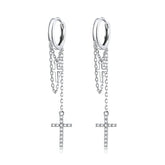 Boucles d'Oreilles Créoles Pendentif Croix