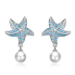 Boucles d'Oreilles Étoile de Mer avec Perles