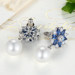 Boucles d'Oreilles Flocon de Neige avec Perles - Image 4