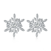 Boucles d’Oreilles Flocon de Neige Puces en Argent Sterling 925 plaqué or blanc