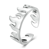 Bague Flammes en argent 925 plaqué or blanc ajustable
