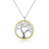 Collier Arbre de Vie Argent Sterling 925 plaqué or blanc et or jaune