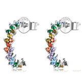 Boucles d’Oreilles Créoles Colorés en argent 925 plaqué or blanc avec zircons multicolores