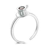 Bague Tasse de Café en argent 925 plaqué or blanc ajustable avec zircon marron