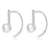 Boucles d’Oreilles Créoles avec Perles Argent Sterling 925 plaqué or blanc
