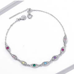 Bracelet Yeux Protecteurs en argent 925 plaqué or blanc ajustable avec zircons colorés - Photo 4