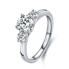 Bague Trilogie en argent 925 plaqué or blanc avec zircons blancs - Photo 4