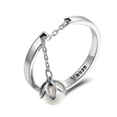 Bague avec Perle en argent 925 plaqué or blanc ajustable
