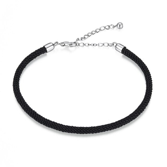 Bracelet Cordon Noir de style marin avec fermoir réglable en argent 925
