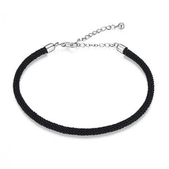 Bracelet Cordon Noir de style marin avec fermoir réglable en argent 925