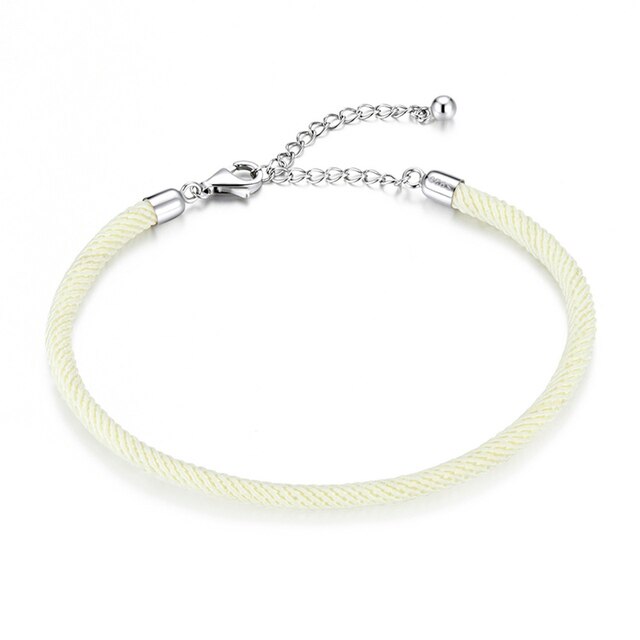 Bracelet Cordon Blanc de style marin avec fermoir réglable en argent 925