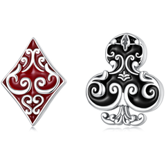Boucles d'Oreilles Diamants et Clubs de Poker