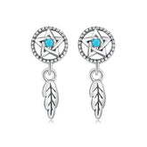 Boucles d’Oreilles Attrape-Rêves Puces en Argent Sterling 925 plaqué or blanc
