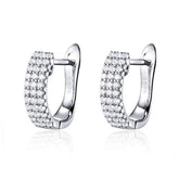 Boucles d’Oreilles Créoles Brillants en argent 925 plaqué or blanc avec zircons blancs