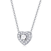 Collier Coeur en argent 925 plaqué or blanc ajustable avec zircons blancs