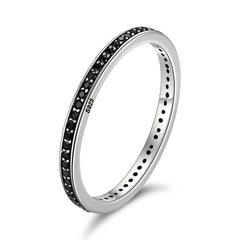 Bague Éternité en argent 925 plaqué or blanc avec zircons noirs - Photo 2