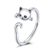 Bague Chat en argent 925 plaqué or jaune ajustable