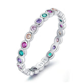 Bague Petites Bulles Colorées en argent 925 plaqué or blanc avec zircons colorées