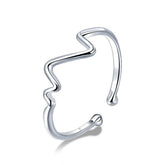 Bague Battement de Coeur en argent 925 plaqué or blanc ajustable