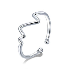 Bague Battement de Coeur en argent 925 plaqué or blanc ajustable