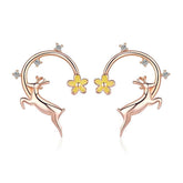Boucles d’Oreilles Cerf Puces en Argent Sterling 925 plaqué or rose