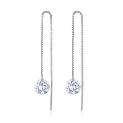 Chaînes d’Oreilles Blanches Pendantes en Argent sterling 925 plaqué or blanc avec zircons blancs