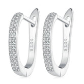 Boucles d’Oreilles Créoles Brillants en argent 925 plaqué or blanc avec zircons blancs