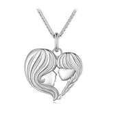 Collier Mère et Fille en argent 925 plaqué or blanc ajustable