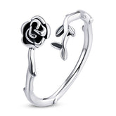Bague Rose en argent 925 plaqué or blanc ajustable
