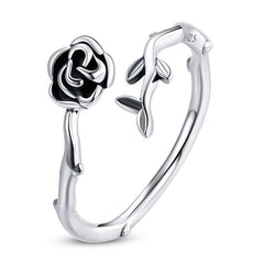 Bague Rose en argent 925 plaqué or blanc ajustable
