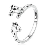 Bague Girafe en argent 925 plaqué or blanc ajustable