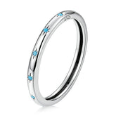 Bague Petites Étoiles en argent 925 plaqué or blanc avec zircons bleus