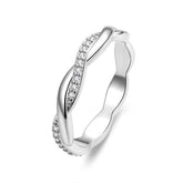 Bague Tressée en argent 925 plaqué or blanc avec zircons blancs