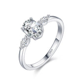 Bague Trilogie en argent 925 plaqué or blanc avec zircons blancs