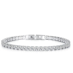 Bracelet Tennis en acier inoxydable plaqué or blanc avec zircons blancs