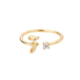Bague avec Initiale avec lettre ajustable en acier inoxydable plaqué or blanc, or jaune ou or rose avec zircons blancs