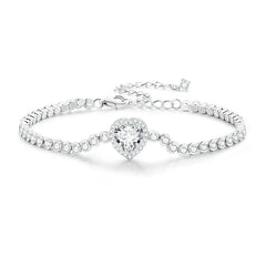 Bracelet cœur brillant en argent