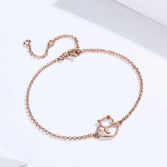 Bracelet rose chat coeur
