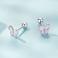 Boucles papillons roses