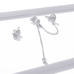 Boucles d'oreilles chaîne lune étoile