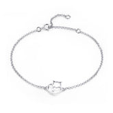 Bracelet chat cœur argent