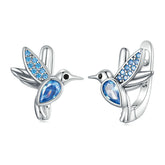 Boucles d'oreilles colibris bleus